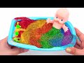 Satisfying Video l How to Make Rainbow Bathtub into Mixing Slime with Baby Glitter Pool Cutting ASMR