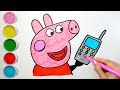 Drawing and Coloring Peppa Pig 🐷📞 Drawings for Kids - Easy Drawing Step by Step Drawing