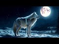 White Wolf in Nature under  Full Moon