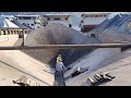 Barge unloads concrete gravel - smooth flow -Video completed