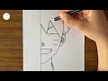 Easy anime sketch || how to draw Boruto Uzumaki half face easy step by step || Drawing Naruto