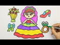 Beautiful Princess Drawing Painting Colouring for kids Toddlers | How to Draw Princess