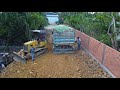 Nicely project! Landfill Operation Using KOMATSU D31A bulldozer & 5T dump truck Push Stone, Mix VDO