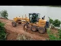 Dump trucks , Motor grander , Roller and Shantui Bulldozer working For constructing a new road