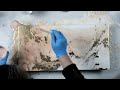 (871) Amazing Peach and Gold Acrylic Pour Painting! Mixed Media Technique
