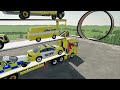 TRANSPORTING CARS, AMBULANCE, POLICE CARS, FIRE TRUCK OF COLORS! WITH TRUCKS! - FS 22