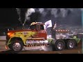 Ground Pounding Hot Rod Semi Trucks Pulling At The Buck