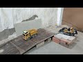 RC Contorl huina bulldozer and dump truck , Bulldozer Push Truck Car