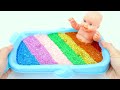 Satisfying Video l How to make Rainbow Glossy Bathtubs into Squishy and Playdoh Cutting ASMR