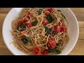 Thin Spaghetti with Cherry Tomatoes and Spinach | Lysa Long