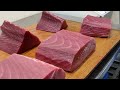 Amazing Giant bluefin tuna cutting Master , Sashimi/580磅!巨大黑鮪魚切割秀,終極A5和牛美味金三角生魚片-Taiwan Street Food