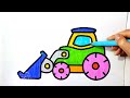 Tractor Drawing, Painting and Coloring for Kids, Toddlers  Learn Easy Drawing