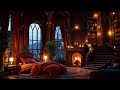 Heavy Thunderstorm in a Cozy Medieval Castle Room Haven with Rain and Fireplace Sounds Therapy