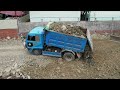 Extreme Techniques Skill Komatsu Bulldozer D31P Pushing Stone Into Mud And Truck5TON Dumping