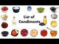 Sauce Name List | Mother Sauces | Basic Sauce | 50 Condiments | Sauces | Flavor | List of Condiments