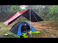Solo Camping Heavy Rain - Hiking in Long Heavy Rain Non Stop - Relaxing