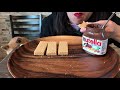 ASMR  CHOCOLATE WAFER WITH NUTELLA 【EATING SOUND】*CRUNCHY SOUND