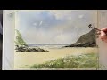 Simple BEGINNER'S Watercolour Devon Beach Seascape, Easy watercolor landscape painting tutorial demo