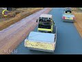 Modern road construction technology. Amazing machines used in gravel paving and road construction