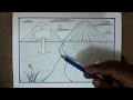 very easy village scenery drawing for beginner step by step