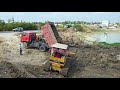 Processing Landfill by dump truck 5Ton & Bulldozer D31-P Komatsu Pushing Soil, Mix VDO