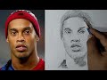 Simple draw Ronaldinho with Grid Method - Brazilian Footballer drawing #draw #art #ronaldinho