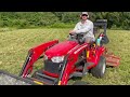 Brush Hogging with subcompact tractor and 5 foot brush hog
