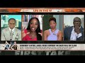 Reacting to Chennedy Carter & Angel Reese’s comments on hard foul on Caitlin Clark | First Take