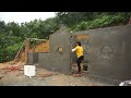 Lonely 20 year old girl: Building bricks house - Finish cement coat to the wall - Build new house