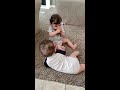 Funny baby twins brothers fighting for food apple - Funny Twin Video