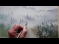 watercolor trees in the mist