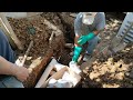 Digging to change the sewer pipe connection p7