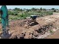 Incredible! The Dozer, Excavator & 10wheel Dumper Building New Road Along Canal Water