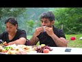 ASMR COOKING BEEF STEAK in a SPECIAL STONE in NATURE MOUNTAINS   VILLAGE LAZA GABALA