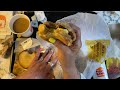 Burger King Breakfast! ASMR (Whispered only) Paper wrapper crinkles & crispy crunchy bites of food!