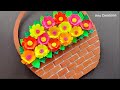 Diy wall hanging flower basket with paper and cardboard|| Wall decoration ideas