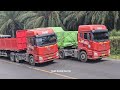 Truck Trailer Melihat Kesedihan Truk Hino Tronton Laka Terguling Trailer Menanjak Bus Di Tarik Drek.