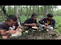 Wild Mushroom Hunting in Jungle Dhimkey Chyou Tipdai 12 Hours Day Survival in Heavy Rain at Jungle
