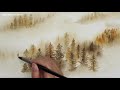 How To Paint Autumn Misty Forest /Watercolor Painting Tutorial