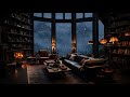 Sleeping In Cozy Ambience With Crackling Fireplace Sounds | Snow Falling Outside Make Romance Scene