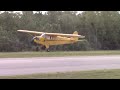 The Famous Piper Cub, hand propping, takeoff, and perfect landing.