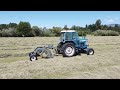 Ford 7700 Tractor Raking Hay ~ Ford 513 Roll Bar/Side Delivery Hay Rake In Action