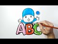 Drawing And Coloring Pocoyó Spelling A B and C 👶🦸🏻‍♂️🐶 🅰️🅱️©️ 🔤Drawings For Children