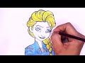 Elsa Drawing Easy || Frozen Princess Drawing Coloring and Painting For Kids  Toddlers