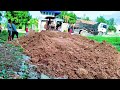 New project 100% completed, pouring soil to clear water to build a house by Mithubish dozer & truck