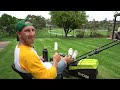 Lawn Mower Video For Kids | Backyard Mowing, Stripes & Cricket Pitch For Toddlers With Ozzie