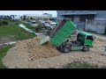 Processing Huge Size Landfill By skillful Bulldozer D58E KOMATSU Pushing Soil, 5tDump Truck, Mix VDO