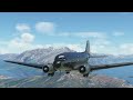 Flying from Queenstown to Alexandra in New Zealand in the Douglas DC-3 in Microsoft Flight Simulator