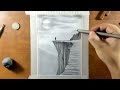 How to Draw CLIFFS with Pencil Step by Step (Landscape Drawing)