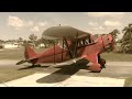 1933 WACO Cabin Biplane Takeoff with radial engine sound